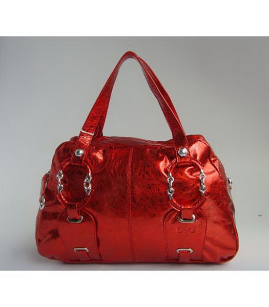 D & G di Miss Glamour pelliccia Stampa Handbag_Red Pelle